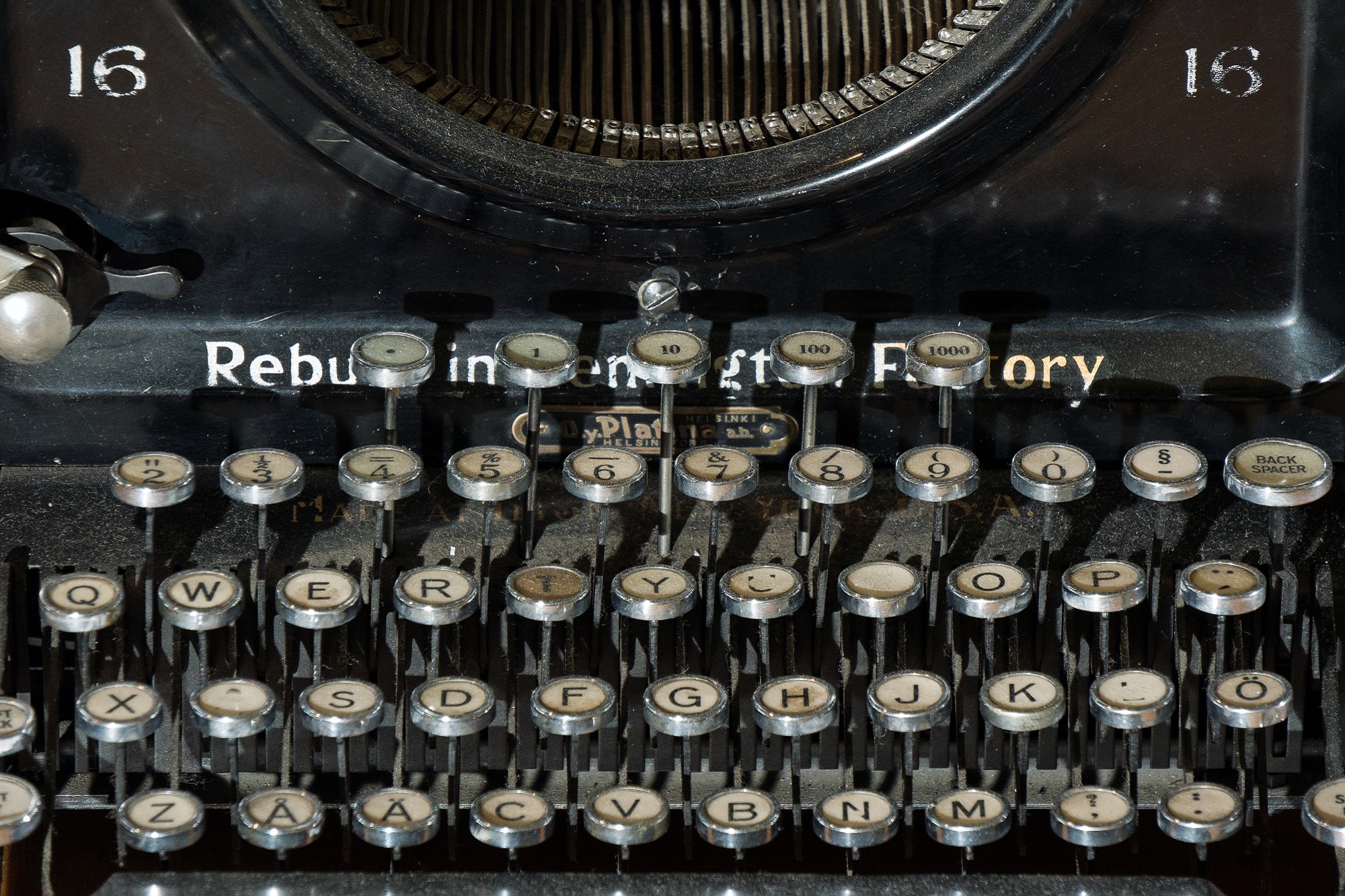 The keys of an ancient typewriter. Photo The Police Museum, Jarkko Järvinen